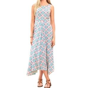 Sundance Cali Medallion Sleeveless Floral Handkerchief Hemline Midi Dress Sz 14